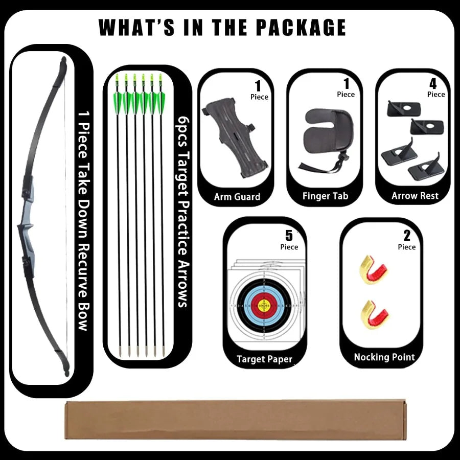 Recurve Bow Set (20lb) – Beginner Archery Kit with Arrows, Target & Accessories