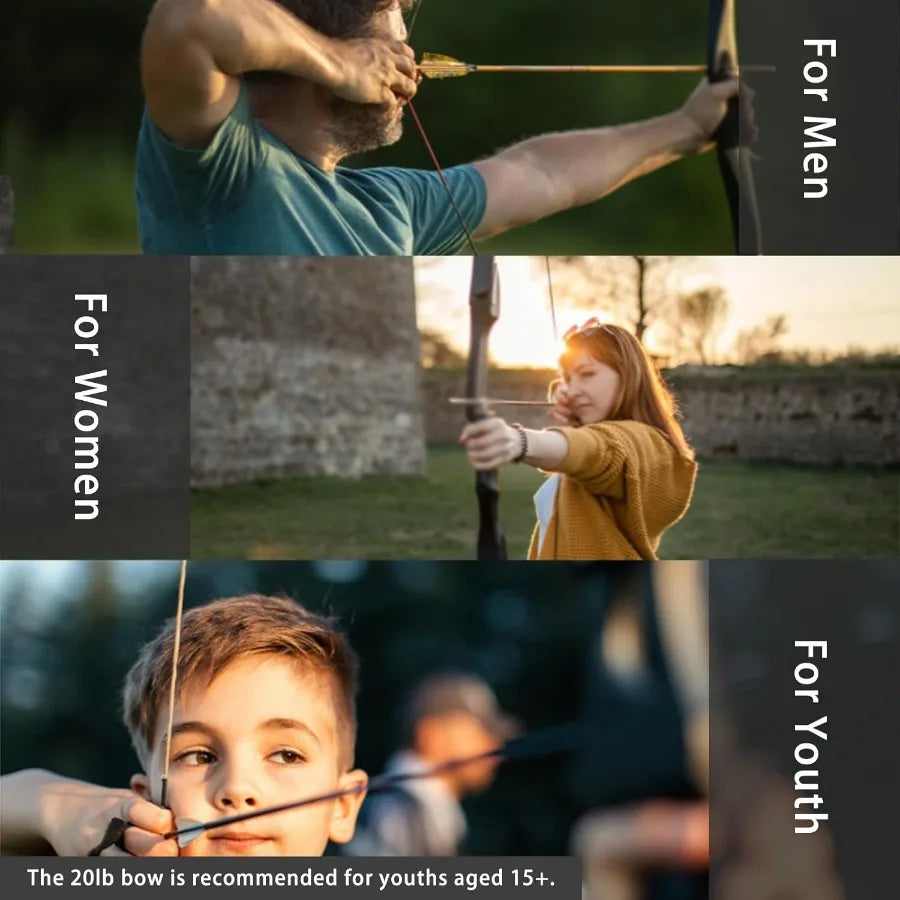 Recurve Bow Set (20lb) – Beginner Archery Kit with Arrows, Target & Accessories
