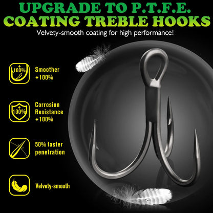 Coated Treble Hooks - 50PCS
