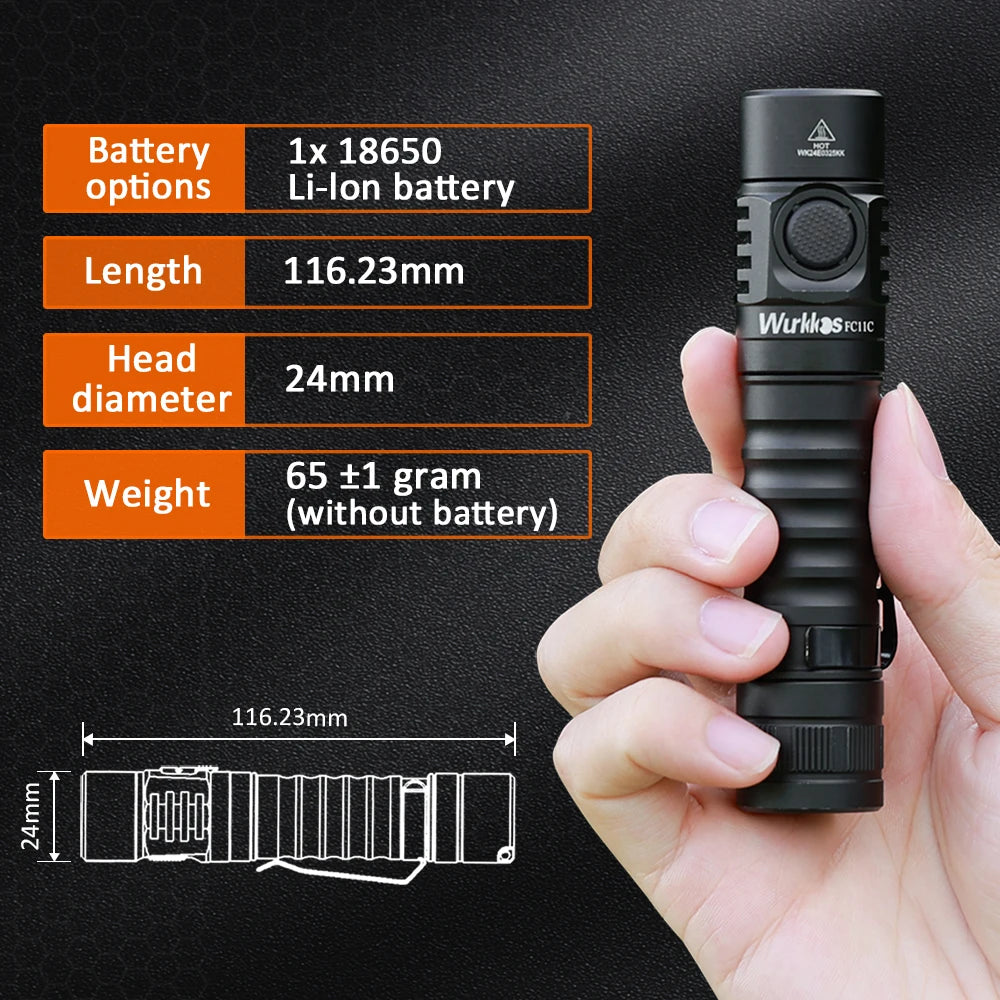 Hiking and Camping High-Output Flashlight w/ Rechargeable Battery