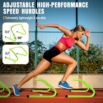 20ft Agility Speed Ladder Set with Cones, Hurdles, Jump Rope & Running Parachute