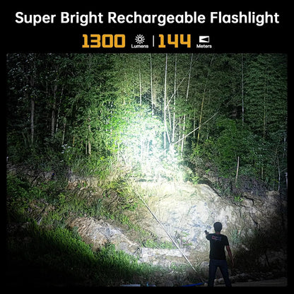 Hiking and Camping High-Output Flashlight w/ Rechargeable Battery