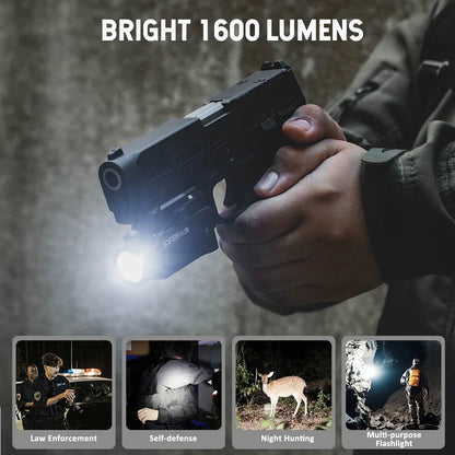 Tactical Pistol LED Rechargeable Lightweight Flashlight