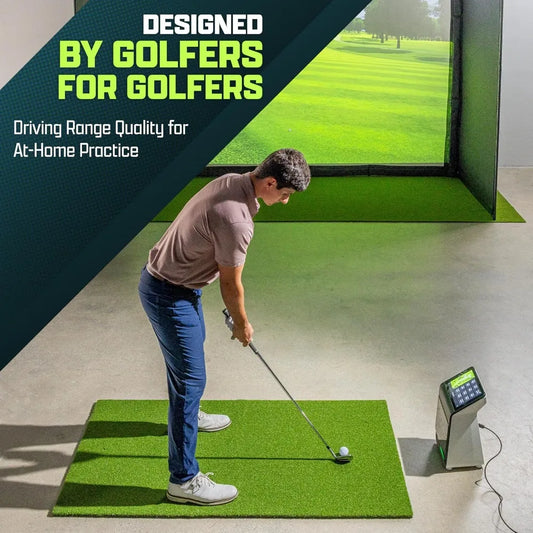 Golf Hitting Mat – Indoor/Outdoor Practice Mat with Turf Surface & Rubber Tees