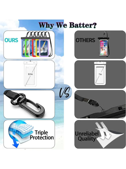 4-Pack Waterproof Phone Pouch – Universal Dry Bag Case for Beach, Swimming & Water Sports