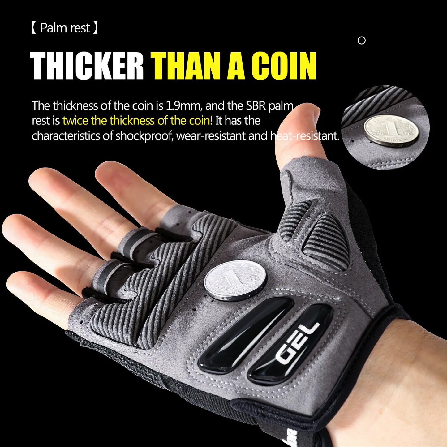 Anti-Slip Half-Finger Cycling Gloves with Gel Pad Shock-Absorbing Material