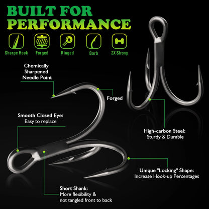 Coated Treble Hooks - 50PCS
