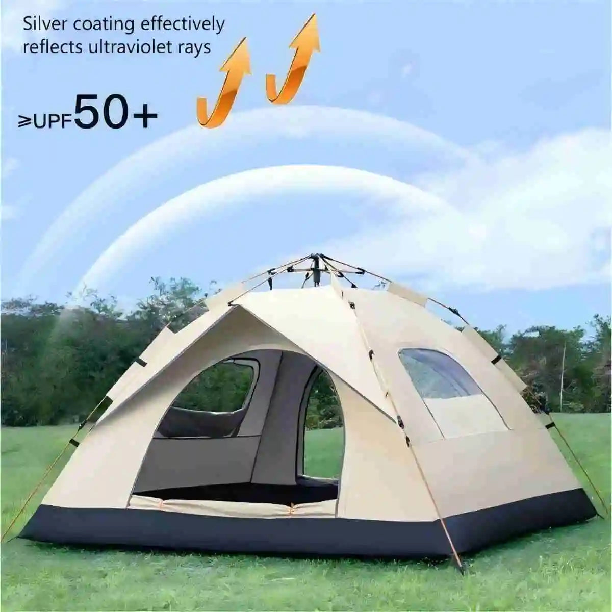 4-Person Pop-Up Camping Tent – Waterproof Automatic Tent with Dual Doors & Windows