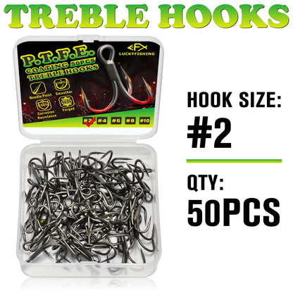 Coated Treble Hooks - 50PCS