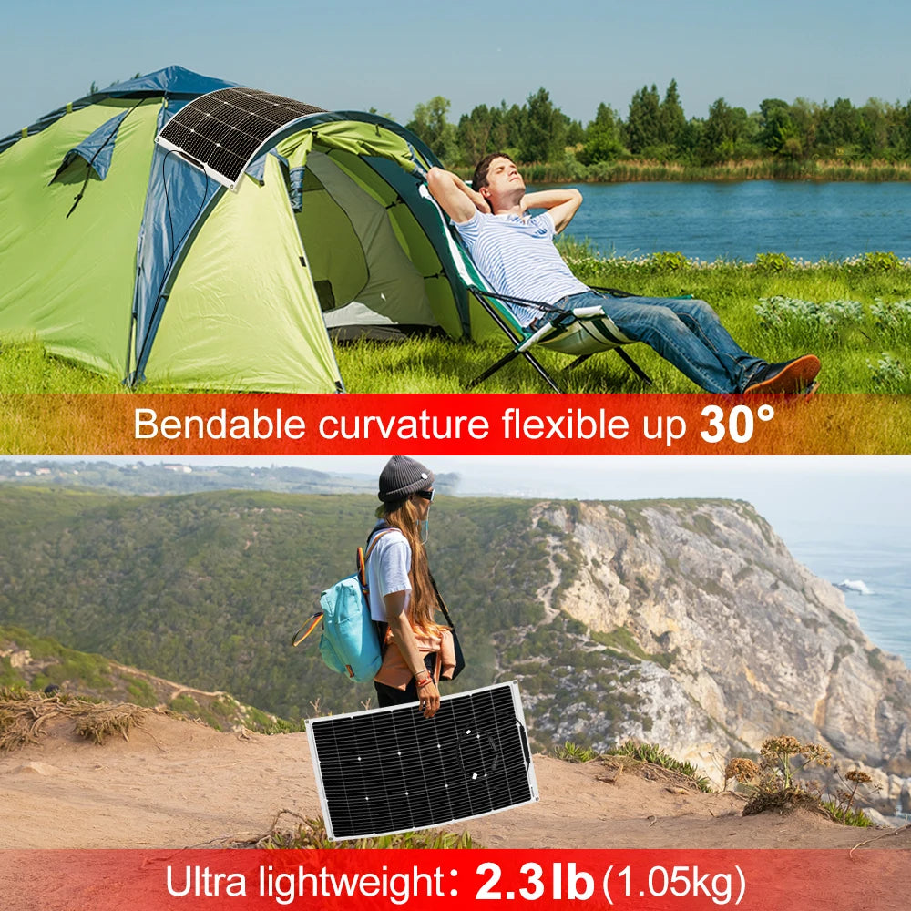Portable Solar Panel (100W+) – Flexible Monocrystalline Panel for Camping & Off-Grid Power